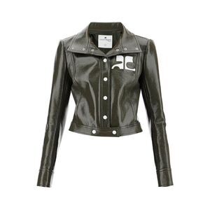Chic Vinyl Short Jacket with Crinkled Finish